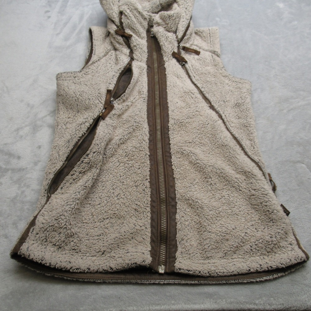 Kuhl Vest Women Small Brown Pockets Sherpa Shealing Flight Hooded Full Zip - Picture 7 of 14